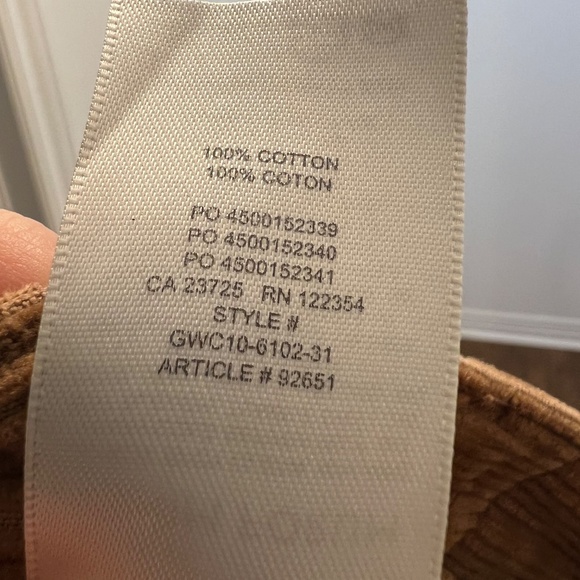 Denim Forum Aritzia Brown Corduroy Pants Size 25 Womens Yoko High Rise Slim 28L - Picture 16 of 16